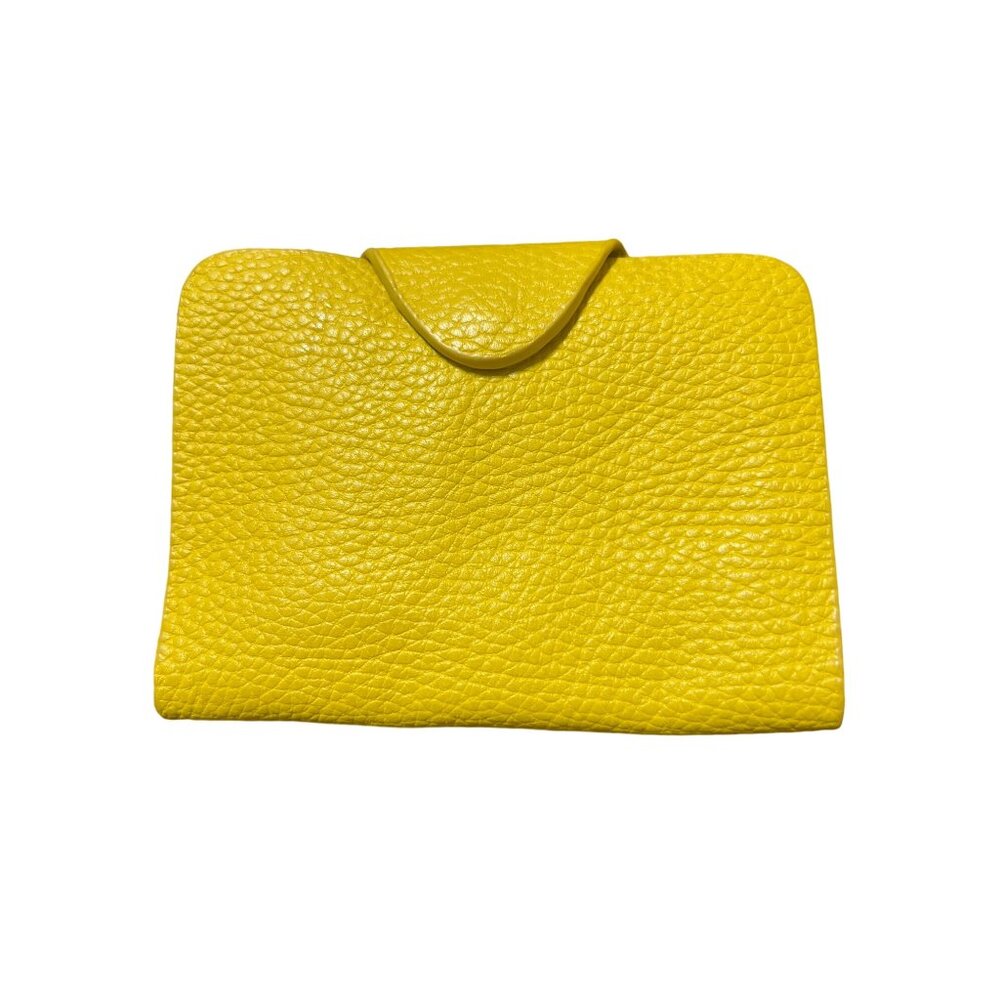 Bo Bo Bags CA Genuine Leather Mustard Yellow Wallet Polka Dot Lining Snap Cards